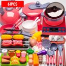 61Pcs Cookware Set Toy Reusable Playset Kitchen Cooking Kit Learning Role veNsm