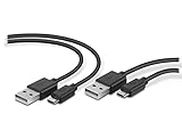 Speedlink STREAM Play & Charge USB Cable Set – 2 Ladekabel für DUALSHOCK-Controller der PlayStation 4, Länge 3 Meter, USB-A zu Micro-USB, Datenkabel, schwarz
