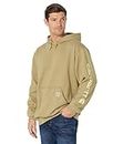 Carhartt Men's Loose Fit Midweight Logo Sleeve Graphic Sweatshirt Hooded Sweatshirt, True Olive Heather, L