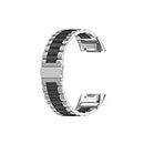Stainless Band Suitable for Fitbit Charge 5 Metal Watch Wrist Strap For Fitbit Charge 5 (Size : Silver+black)