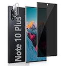[1+2 Pack] Galaxy Note 10 Plus Privacy Screen Protector and Camera Lens Protector, 3D Full Coverage Tempered Glass, 9H Hardness, Anti-Spy, for Samsung Galaxy Note 10 Plus Privacy Screen Protector 6.8
