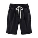 Womens Elastic Waist Bermuda Shorts Knee Length Casual Short Pants Cotton Linen Lightweight Shorts with Drawstring My Orders Placed Recently by Me 2023 Summer