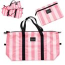 Victoria's Secret Bags | 2 Pc Victoria’s Secret Set Pink Striped Duffle Bag Tote Make Up Toiletry Bag | Color: Black/White | Size: Os