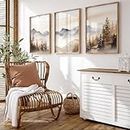 Neutral Mountain Wall Art Decor Set of 3 Forest Canvas Wall Art Poster Landscape Wall Art Artwork Modern Pictures Abstract Painting Watercolor Prints for Living Room Bedroom 16x24 Inch Unframed