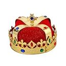 HPMAISON King Game Crown Hat Toy Funny Headwear Halloween Carnival Headdress Fancy Dress Cosplay Costume Accessories for Adults Children Queen Tiara Royal Prince Red with Rhinestone