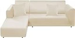 Lukzer L Shape Universal Sectional Anti-Slip Sofa Cover (Beige Lining/ 185cm-230cm) - Left Hand Side (LHS) Elastic Furniture Protector for Living Room L Shape Sofa Cover Right Hand Side