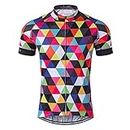 Weimostar Men's Cycling Jersey Short Sleeve Bike Clothing Multicolored Diamond Size XL
