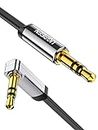 UGREEN 3.5mm Audio Cable Stereo Aux Jack to Jack Cable 90 Degree Right Angle Auxiliary Cord Compatible for Beats iPhone iPod iPad Tablets Speakers 24K Gold Plated Male to Male Black 2M