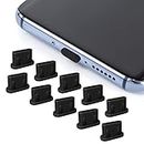 FUYIHGL 10 Pack USB C Anti Dust Plugs for Samsung Galaxy S23, S22, S21, S20,A53, Note 20, Pixel, MacBook, Laptop, Cell Phone Dust Cover for Any USB Type C Charging Port- Black