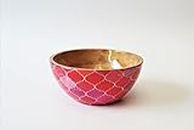 CULTURWAY Decorative Enamel Finish Wooden Multi Purpose Serving Bowl Pink | Kitchen Accessories |