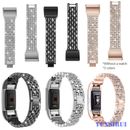 Women Kristall Edelstahl Metall Armband Uhrenarmband Strap für Fitbit Charge 2
