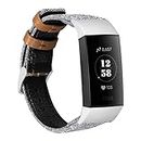 ZUZIS Lederband Kompatibel Mit Fitbit Charge 4/ Charge 3 Leather BraidReplacement Strap Slim Leather Straps Wrist Band Wristband for Women Men,6