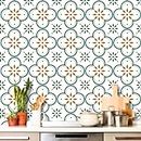 Brandian Wall Tile Stickers Waterproof, Peel and Stick Moroccan Tile Stickers for Kitchen Backsplash, Bathroom, Furniture, DIY Self Adhesive, Kitchen Wall Stickers & Floor Stickers, Green - 36