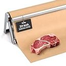 Wrapping Paper Roll Cutter - Holder & Dispenser for Butcher Freezer Craft Paper Rolls 24" - Non-Slip Cutting Tool with Serrated Blade for Wrap - Wall Mount or Tabletop