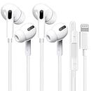 2 Pack Lightning Headphones 【Apple MFi Certified】 Wired Earphones iPhone Headphones In-Ear Earbuds Noise Isolating Built-in Microphone & Volume Control Compatible with iPhone 14/13/SE/12/11/XR/8/7/XS