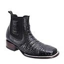 Joe Boots JB728 Western Short Boots For Men Caiman Print Leather, Black, 10.5