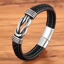 Fashion Deluxe Irregular Graphic Accessories Men's Leather Bracelet Stainless