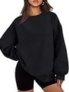 EFAN Womens Oversized Sweatshirts Hoodies Fleece Crew Neck Pullover Sweaters Casual Comfy Fall Fashion Outfits Clothes 2024, Black, Large