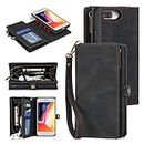 MODOS LOGICOS Case for iPhone 7 Plus/iPhone 8 Plus, [Detachable Wallet Folio][Zipper Cash Storage][4 Card Slots 1 Photo Window] PU Leather Purse with Removable Inner Magnetic TPU Case - Black