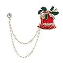 YAZILIND Xmas Broche Pin Christmas Bell Santa Claus Snowflake Shape Breastpin Chain Tassel Corsage Festival Clothing Accessories Jewelry# 3