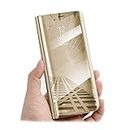 SmartPoint iPhone SE (2020) - Gold, Mirror Case Mirror Mobile Phone Case PU Leather Stand Flip Case Cover Mobile Phone Protective Case for iPhone SE (2020) - Gold