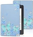 Uppuppy for Kindle Paperwhite 11th Generation Case 6.8 Inch 2021 / Paperwhite Signature Edition Cute Women Girls Butterfly Teen Kids Unique Folio Fabric Paper White Cover with Auto Sleep/Wake E-Reader