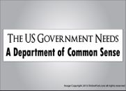 Political bumper sticker - US Government needs dept common sense vinyl or magnet