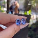 Gift 8x6mm Oval Cut Tanzanite 4 Prong Stud Earrings in 925 Silver with Push Back