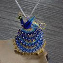 I05 Pendant Peacock With Blue Emaille-Verzierungen B Silver 925 Gold Plated