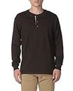 Hanes Men's Long Sleeve Beefy Henley Shirt, Dark Truffle, Medium