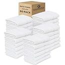 GOLD TEXTILES 60 Pack Economy White Bath Towels Bulk (22x44 Inches) Cotton Blend Multi-Purpose Hotel Towel for Commercial and Home Use – Lightweight, Easy Care & Quick Drying Towels