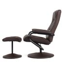 Costway Swivel PU Leather Lounge Accent Armchair Recliner Chair w/ Ottoman Brown