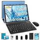 SEBBE Tablet 10 Zoll Android 13 Tablet PC 12GB RAM + 128GB ROM (1TB TF) Octa-Core 2.0 GHz, Bluetooth 5.0 | 5G WLAN | 6000mAh | 1280 * 800 | 5MP+8MP, Tablet mit Tastatur und Maus Blau