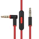 Replacement Audio Cable Cord Wire with in line Microphone and Control for Beats by Dr Dre Headphones Solo Studio Pro Detox Wireless Mixr Executive Pill (Black Red)