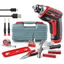 Hi-Spec 35PC DIY Hand Tool Set with 3.6V USB Cordless Screwdriver. Complete Tool Box with Essential Tools Included for General Repairs & Maintenance