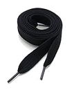 Thick Flat 3/4" Wide Shoelaces Solid Color for All Shoe Types (Black)