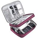 Electronic Bag Travel Cable Accessories Bag Waterproof Double Layer Electronics Organizer Portable Storage Case for Cable, Cord, Charger, Phone, Adapter, Power Bank, Kindle, Hard Drives (Purple)
