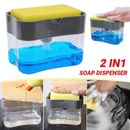 2 in 1 Soap Pump Dispenser Sponge Holder Dish Washing Liquid Container Kitchen