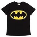 DC Comics Batman Klassisches Logo Tailliertes Damen-T-Shirt Schwarz 2XL | S-XXL, Damenmode dünne passende Top, Geburtstags-Geschenke, Mama Tochter Schwester-Geschenk-Idee