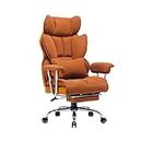 Efomao Desk Office Chair 400LBS, Big and Tall Office Chair, PU Leather Computer Chair, Executive Office Chair with Leg Rest and Lumbar Support, Orange Office Chair