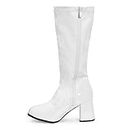 BloomFashion® New Women’s 1960’s 70’s Retro Knee-High Long Heel Boots Ladies Fancy Dress Party Go Go Boots With Side Zip Closure Size 3-12 UK (White, 5Uk)