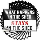COTECI Autocollant « What Happens In The Shed Stays In The Shed » - 10 pièces d'autocollants pour pare-chocs de voiture (taille : 12 x 18 cm)
