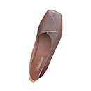 Slippers for Women,Work Driving Shoes for Women Classic Slip On Ballet Comfortable Shoes Square Toe Dress Flats Classic Ballet Flats,3-Brown,39