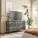MUTUN 5 Drawers Dresser Storage, Double Dresser, TV Stand,Chest of Drawers for Closet for Living Room, Bedroom, Closet, Hallway,Black