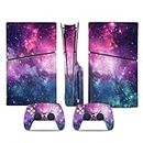 PS5 Slim Disc Version Skin for Console and Controllers, Vinyl Sticker Play-Station 5 Slim Skins, Wrap Decal Cover Protective Accessories for PS5 Slim Disc Edition(Purple-Blue Nebula)