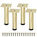 M MIMHOOY Furniture Legs 4 inches, Modern Metal Sofa Legs Furniture Support Feet Replacement Leg for Sofa Couch Chair Ottoman Cabinet Table Set of 4 (Gold)