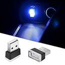 OSIRCAI 2Pcs USB LED Atmosphere Lights Mini Car Interior Accessories Ambient Lamp Universal(Blue)