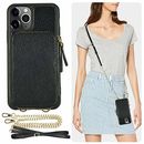 New! iPhone 11 Pro Max Wallet Case with Credit Card Holder Slot Crossbody Chain