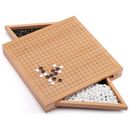 12-Inches Wooden Go Board Game Set with Drawers, Goban Game Board with Stones