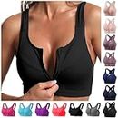 Angxiwan Sports Bras for Women UK High Impact Zip Front Wireless Bra Ladies Plus Size Crop Top Vest Padded Seamless Activewear Bras for Yoga Gym Workout Fitness